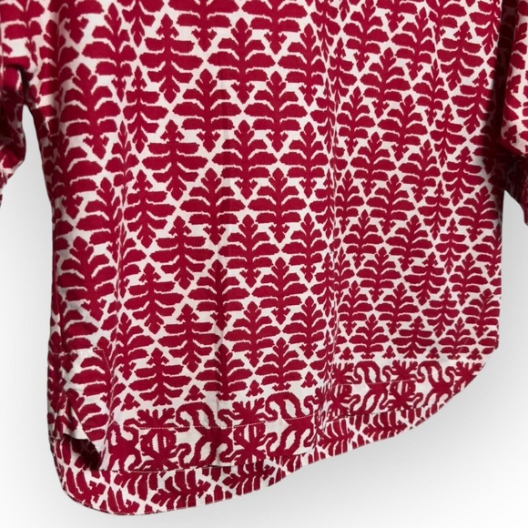 Madewell Province Red & White Geometric Ikat Bloom Short Sleeve Blouse Size XS - Picture 6 of 14
